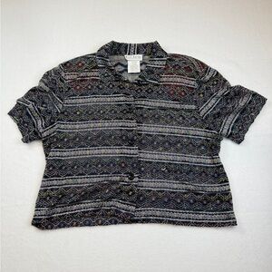 Vintage Miss Dorby Size 10 Buttom Down Sheer Knit Blouse